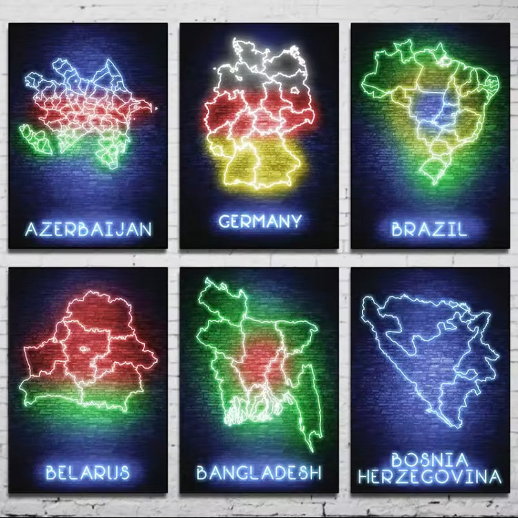 🌎 Custom LED Country Map/Flag Sign – Any Country Available