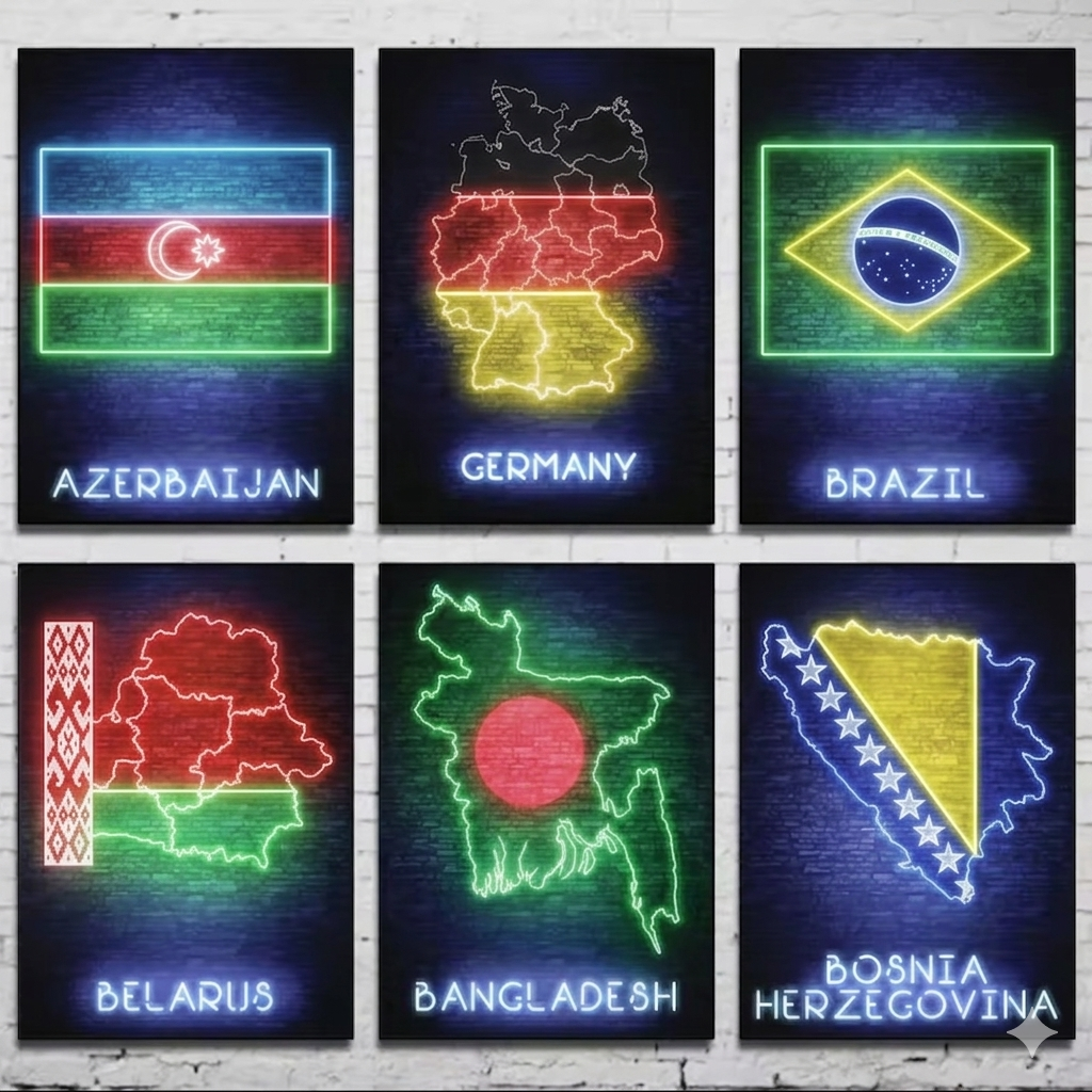 🌎 Custom LED Country Map/Flag Sign – Any Country Available